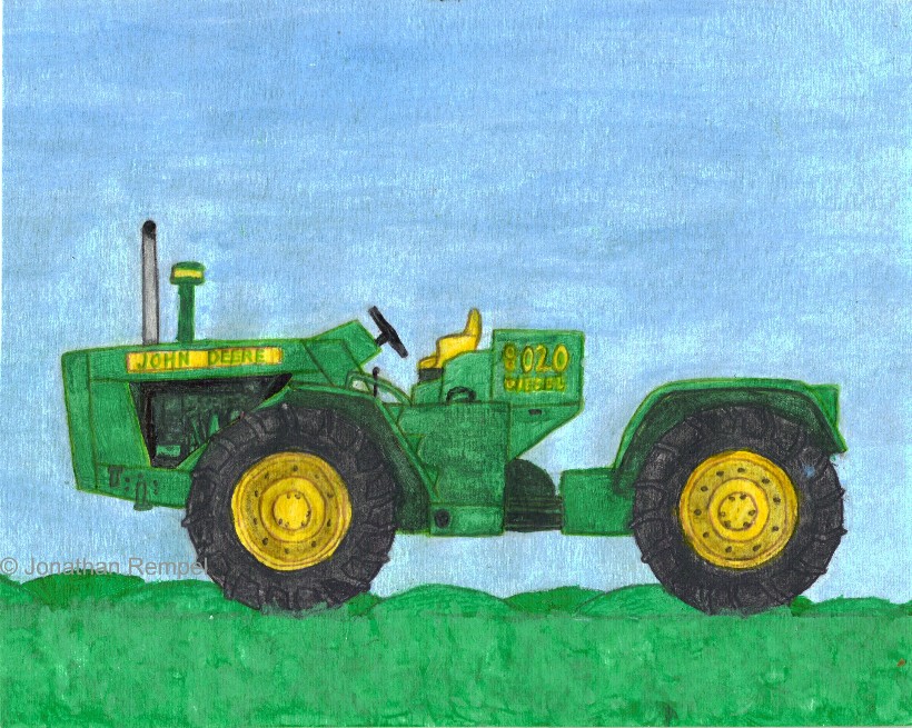 A 1964 John Deere 8020 diesel tractor.